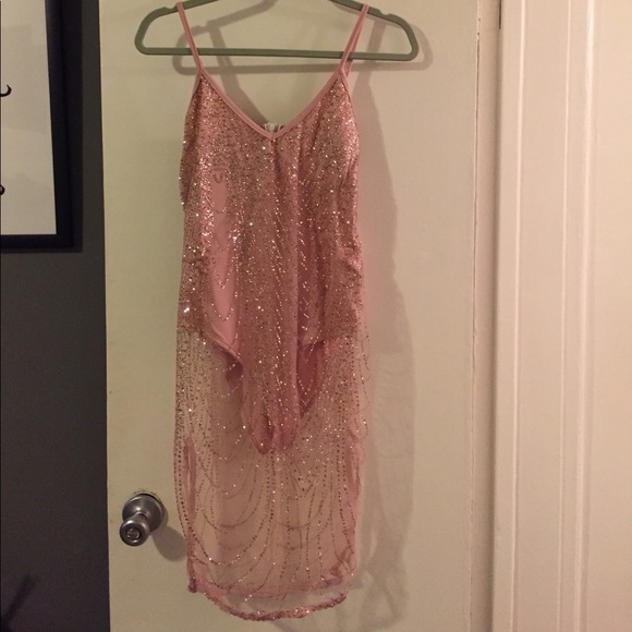 ONE LEFT! Pink Glitter Bodysuit Dress - Picture 7 of 8