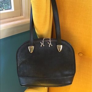 Black leather shoulder bag