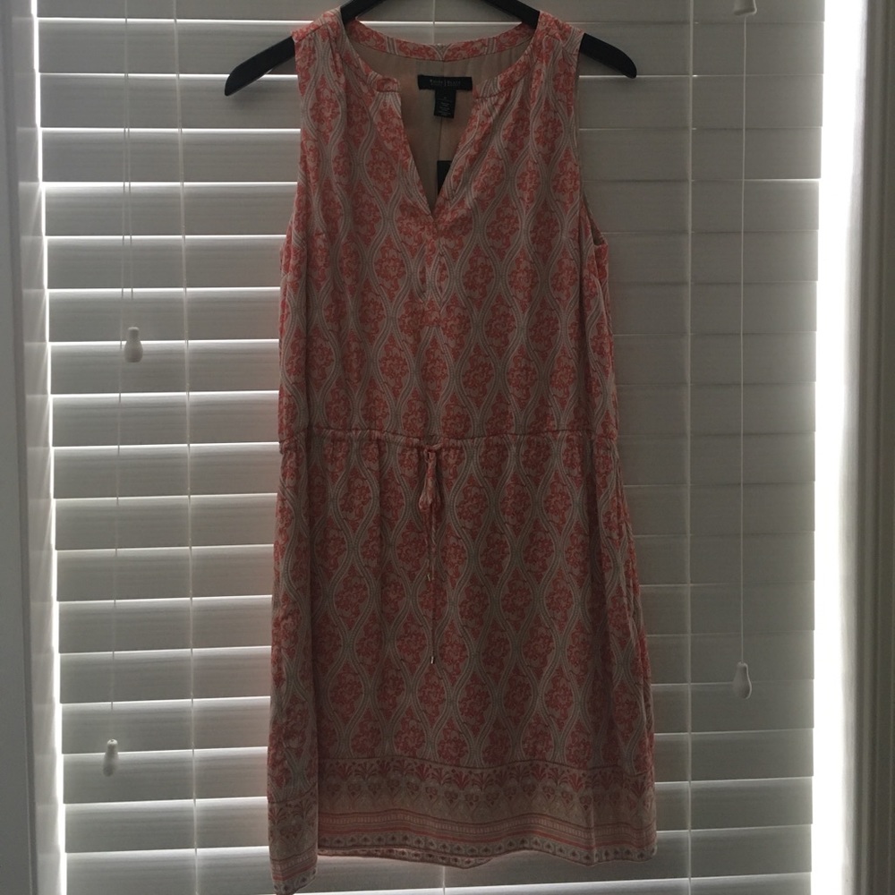 Coral color print dress