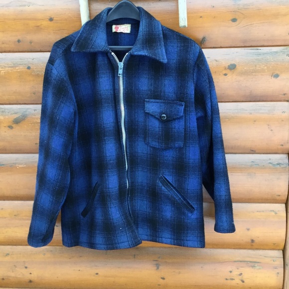 Vintage CANADA Wool Blue PLAID Lumber King LADIES ZIP Up JACKET RARE EPLVC - Picture 2 of 16