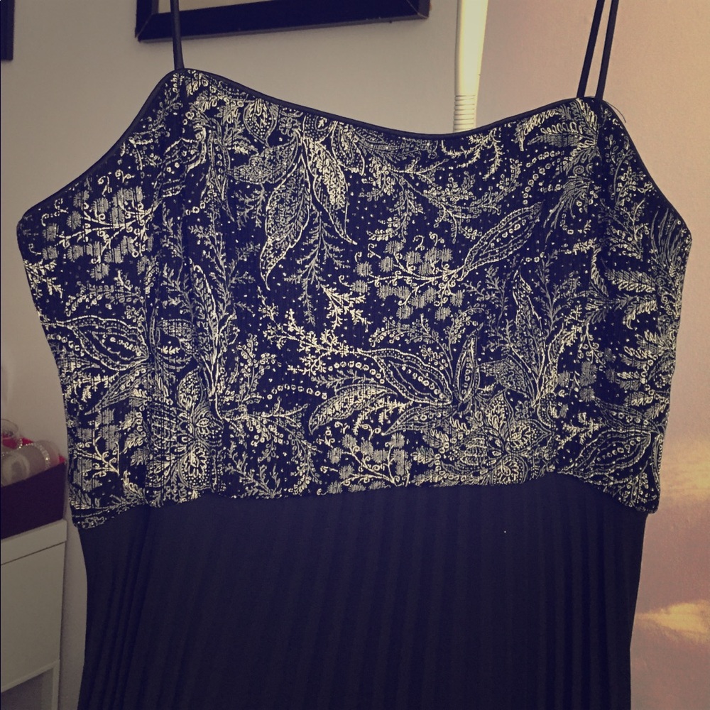 Long pleated evening gown