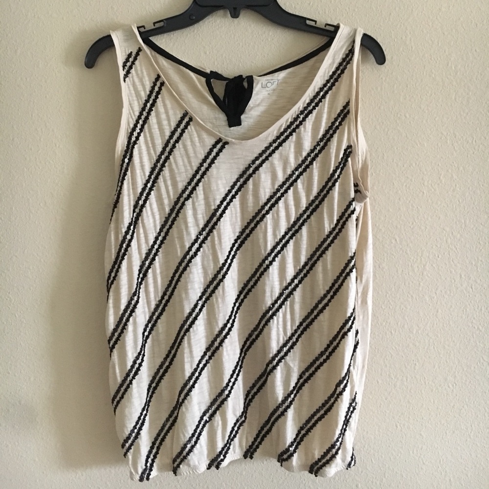 Beige and black top