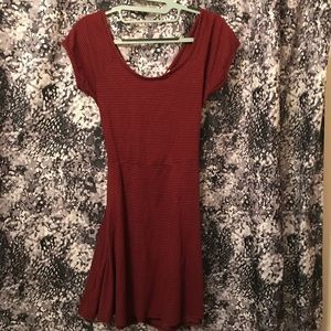 Striped maroon skater dress