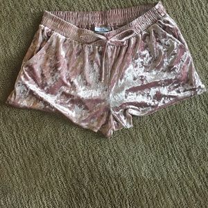 Pink velvet shorts