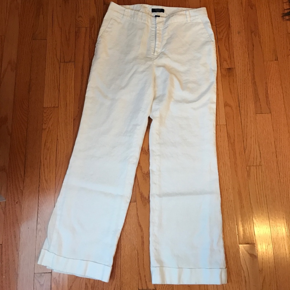 CHAPS white linen pants size 12 petite