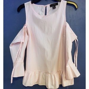 Atmosphere Pinstriped Off The Shoulder Blouse