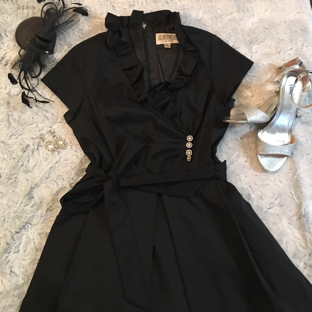 Julian Taylor Black Retro Pin up Dress Size 10p