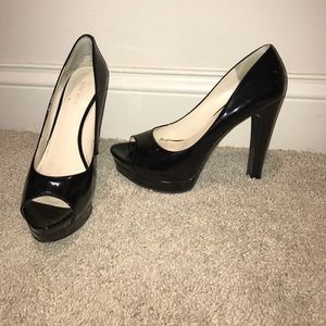 Nine West Black Platform Open Toe Pump 9