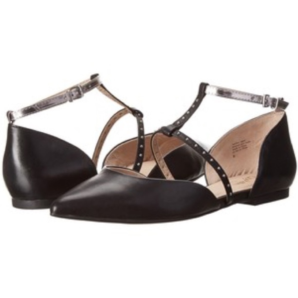 Seychelles Black Flats 11 Pointy T-strap d'Orsay