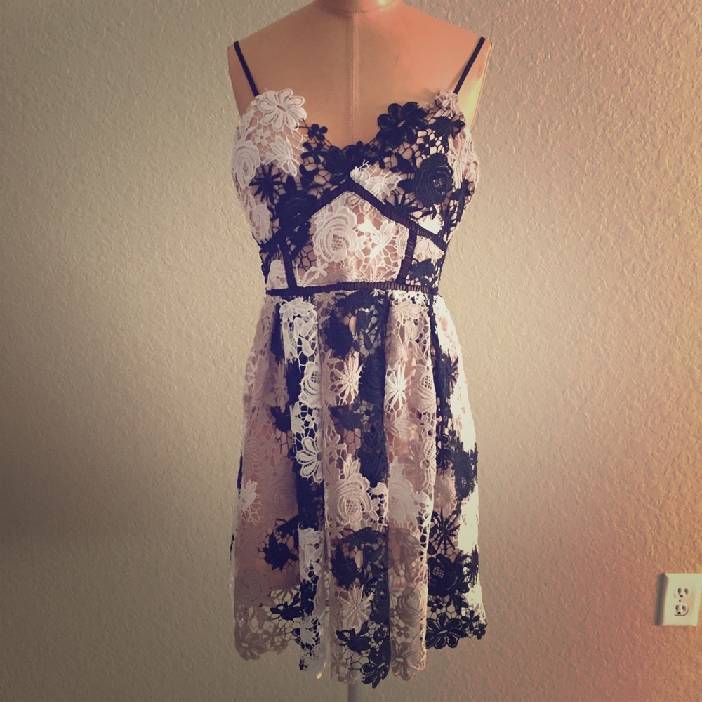 NWOT Spaghetti Strap Crochet Dress