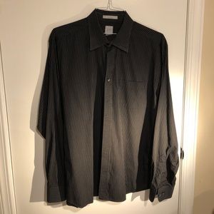 A black button down striped from the gap.