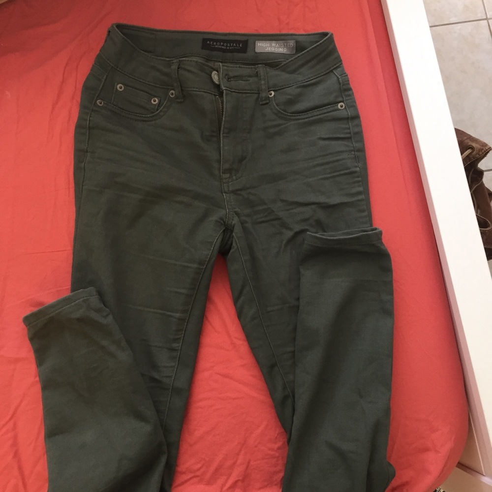 Olive skinny jeans