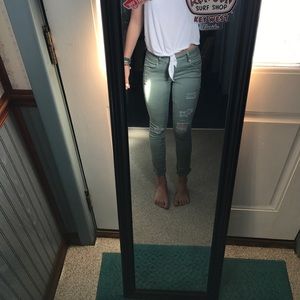 army green distressed jeans