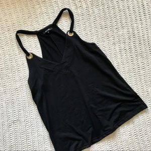 Black halter tank with grommet detail