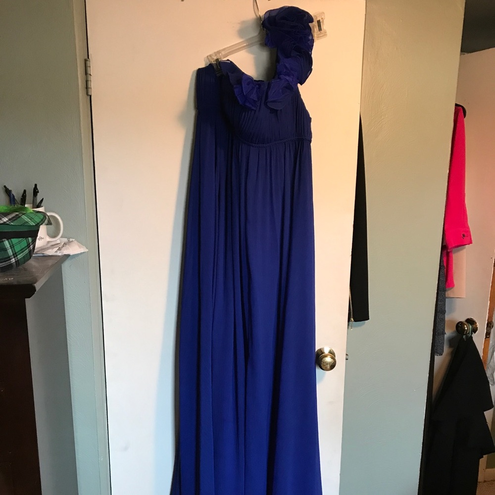 One shoulder long gown by Aqua