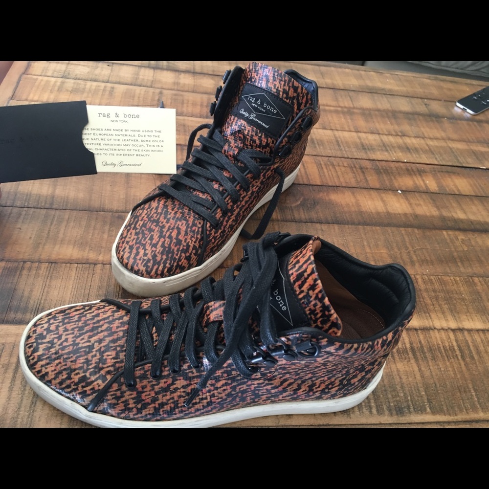 SOLD Rag & Bone Kent Tweed-Print High-Top Sneaker