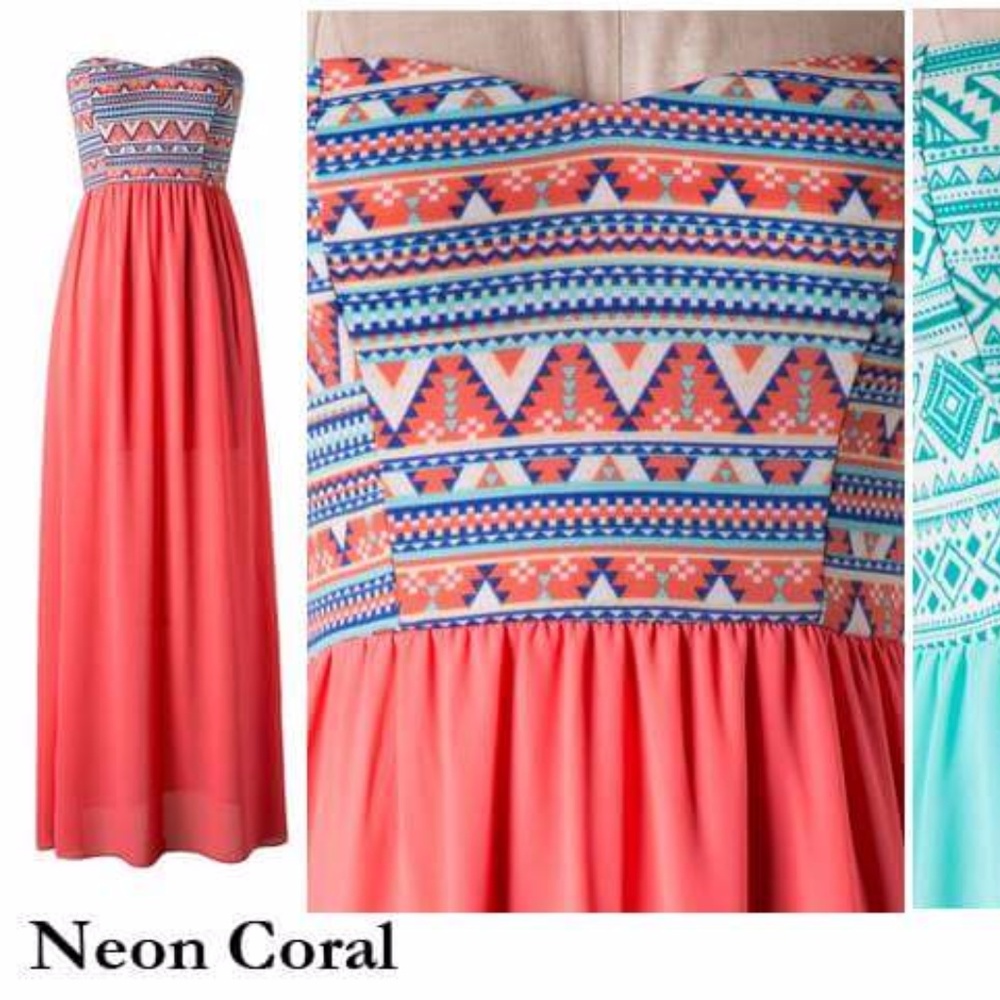 Boutique Dress: Tribal Print Chiffon Bottom Maxi