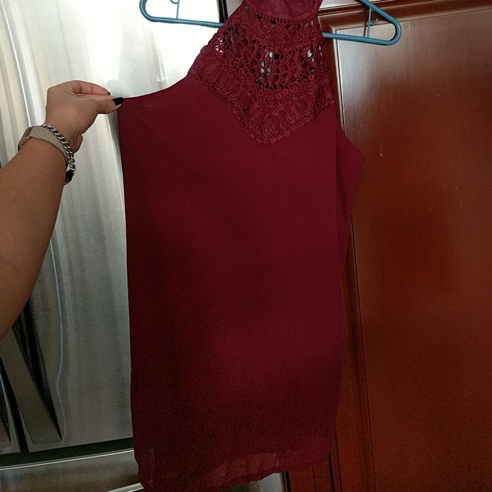 Halter neck burgundy dress