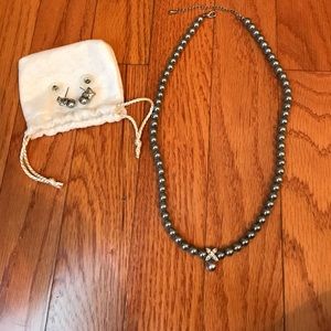 Swarovski crystal pearl SET, Grey & silver