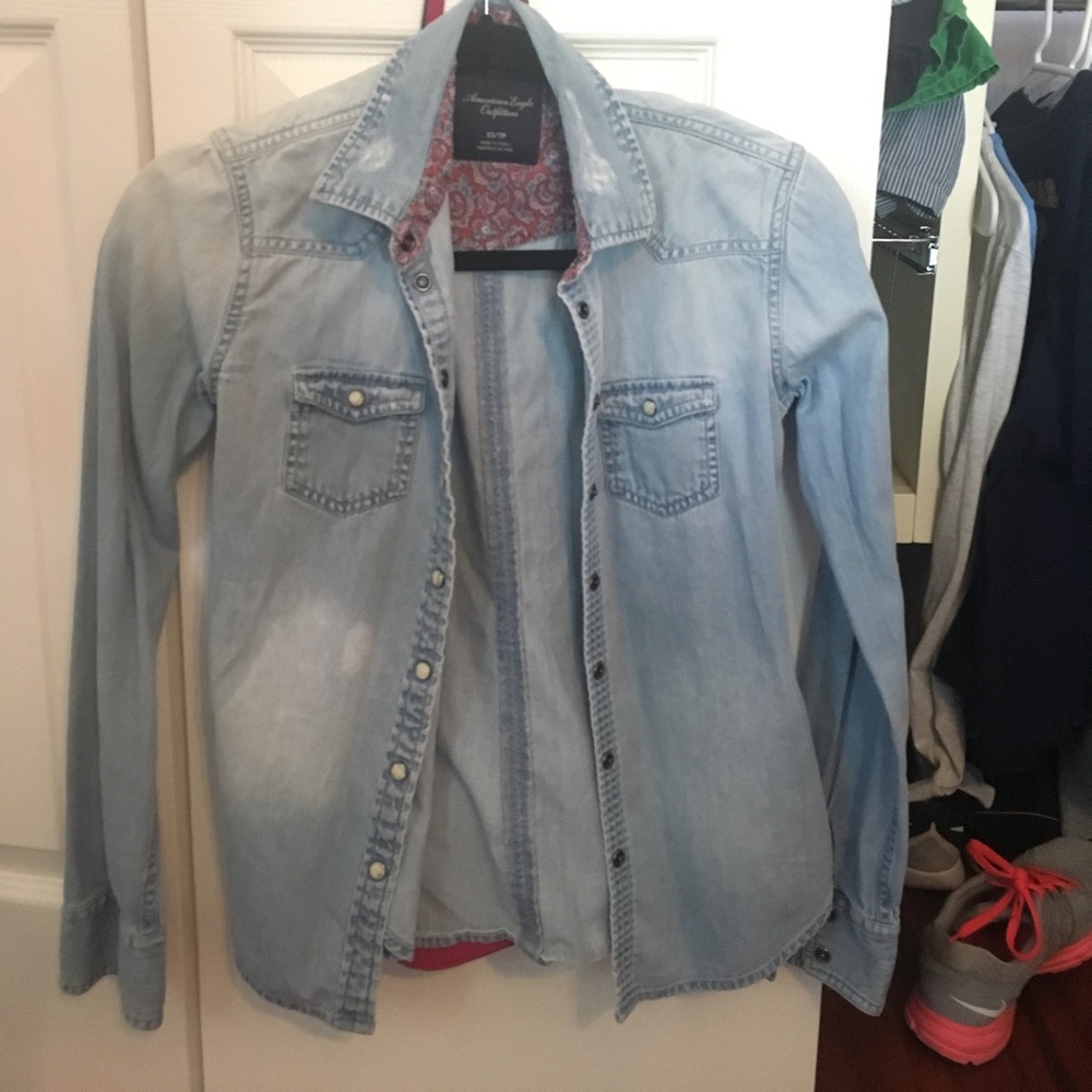 American eagle denim button up