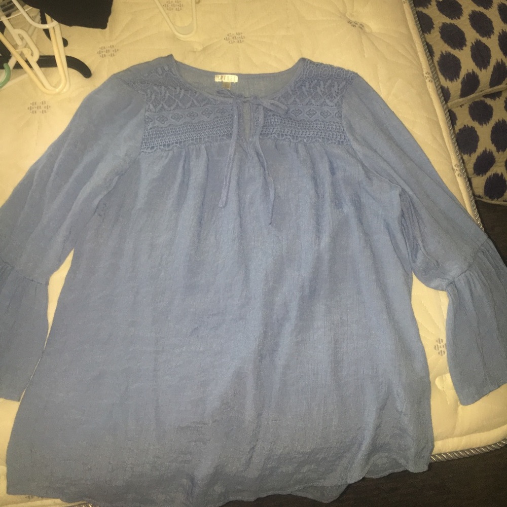 Beautiful blue blouse with bell sleeves!