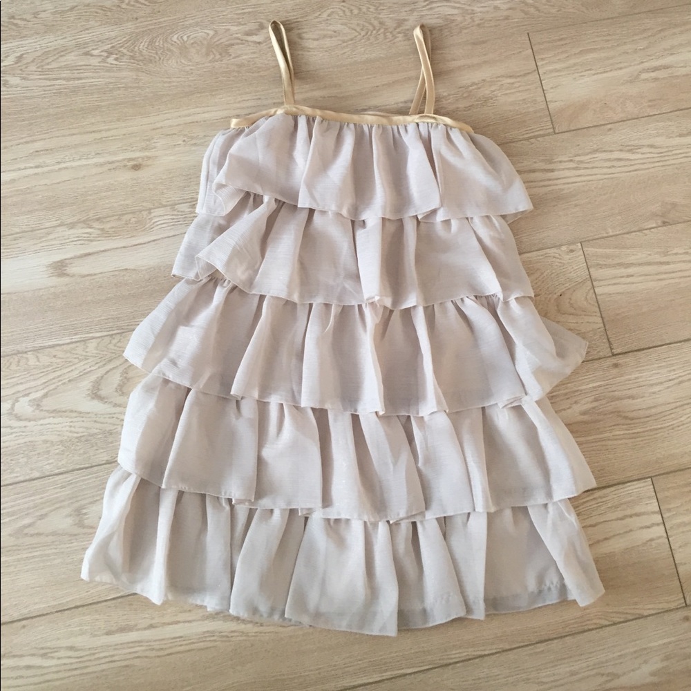‘20s Style Ruffle Gold Dress Erin Fetherston