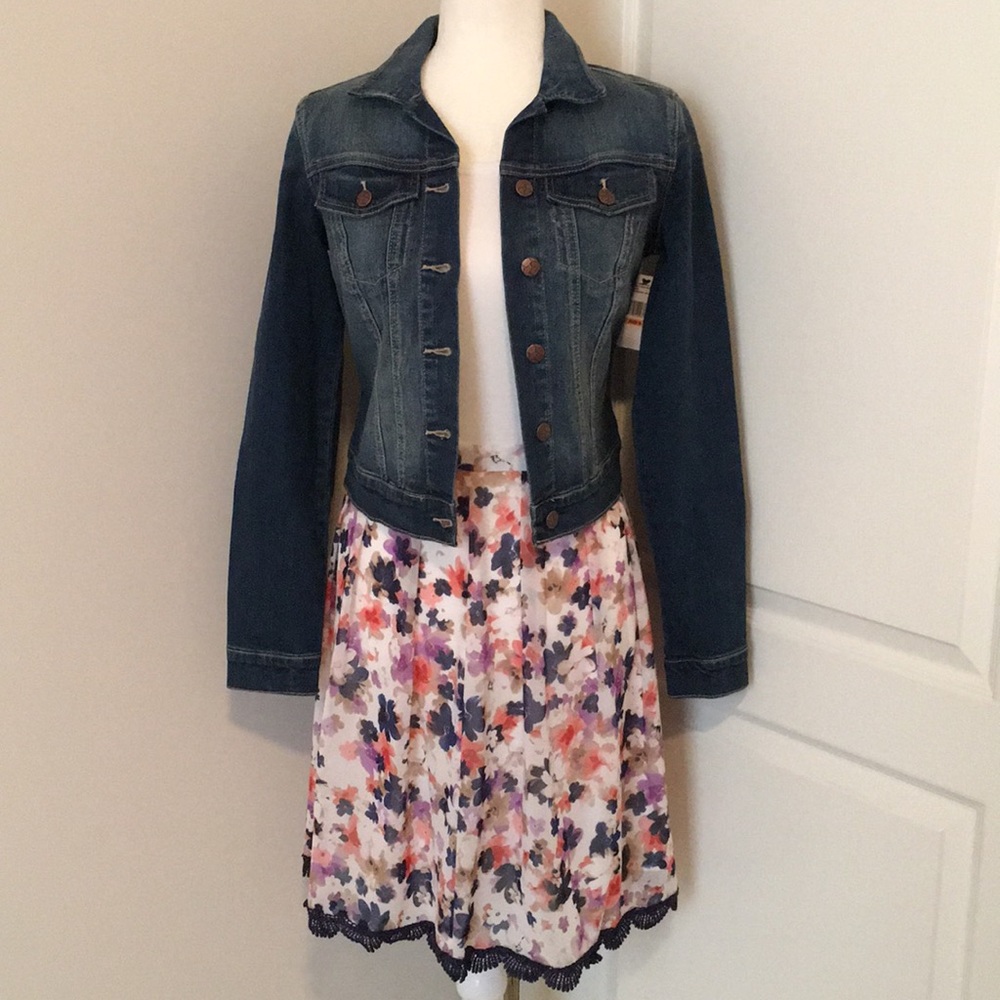 Jessica Simpson Lace Trim Floral Print Skirt