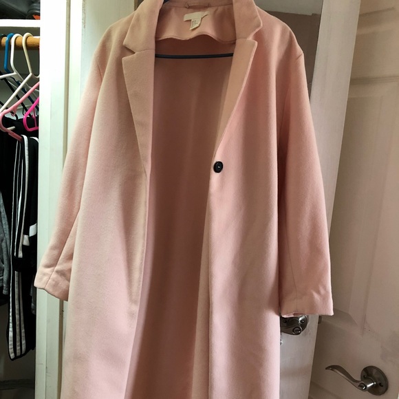 H&M Jackets & Coats Long Light Pink Coat Poshmark