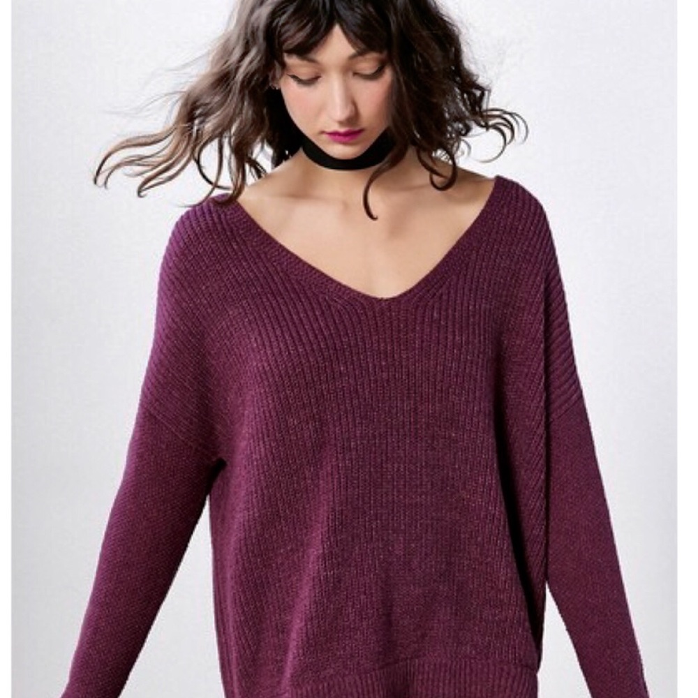 a.n.a. Ribbed Violet Cable Knit Sweater NWT