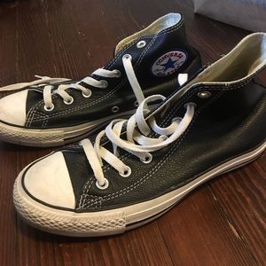 Converse Black Leather Hi-top