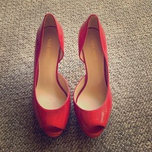 Nine West Red Peep Toe Pumps