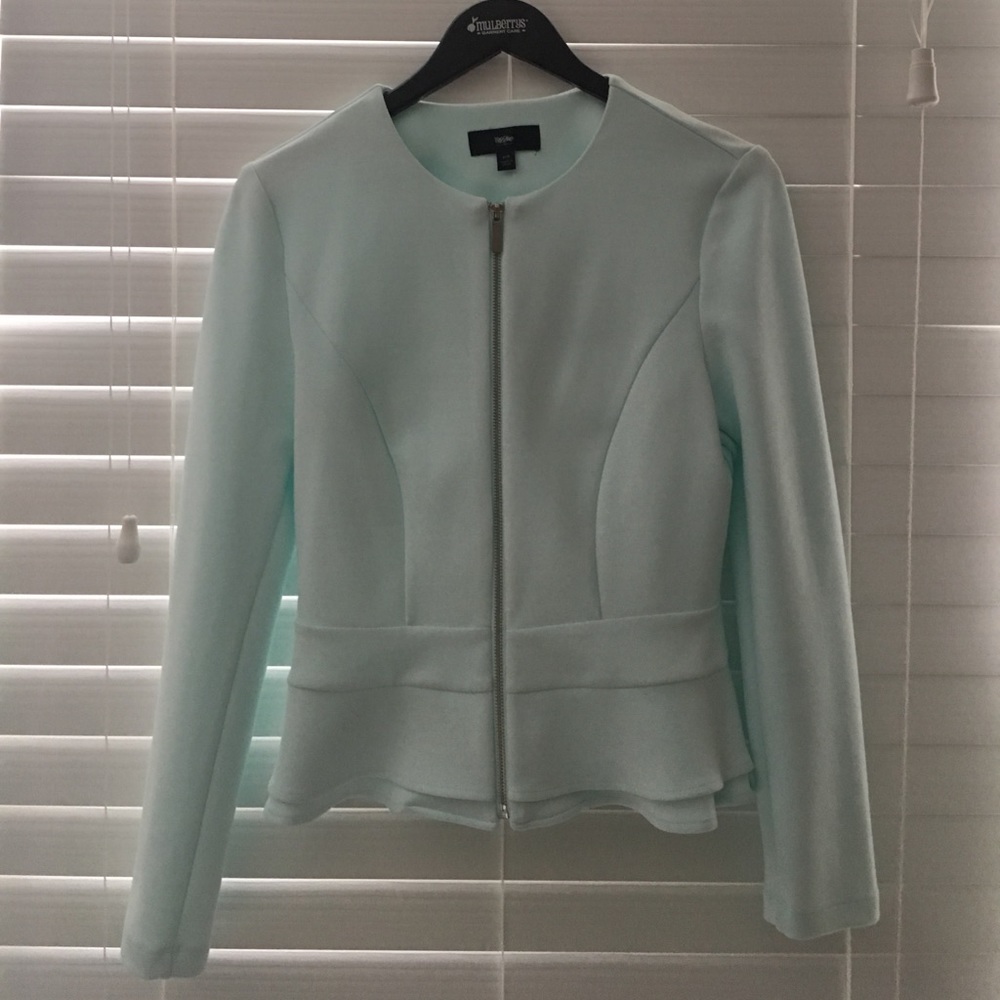 Mint blue zip up blazer