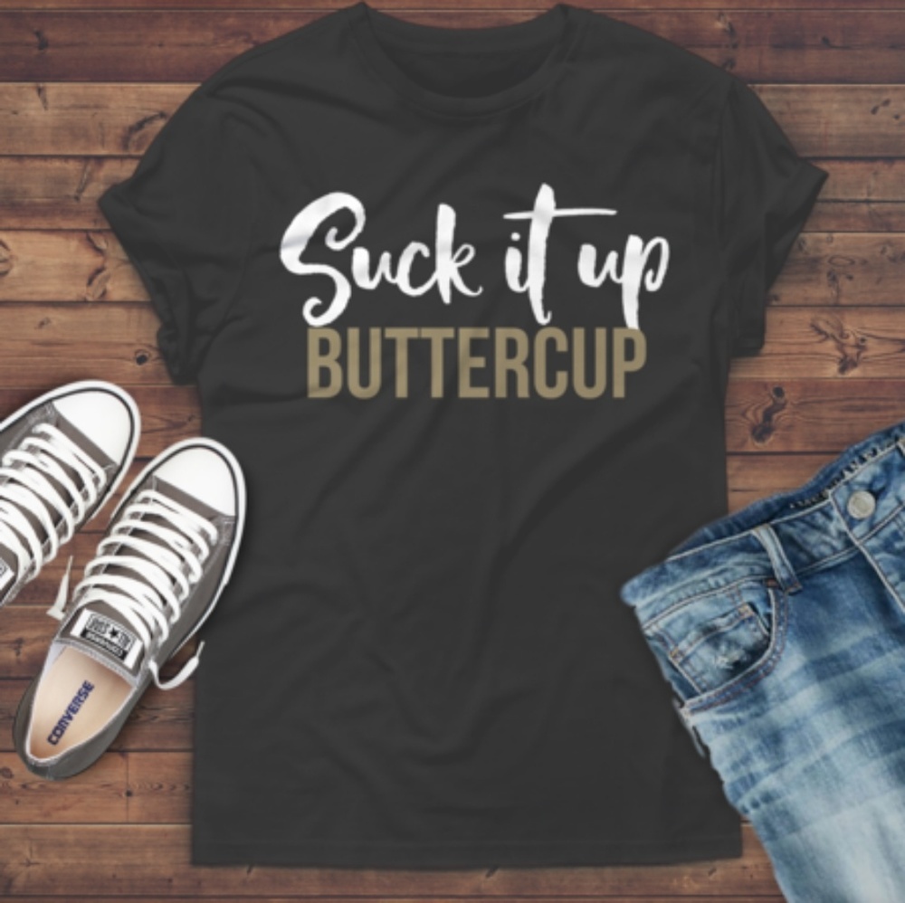 Suck it Up Buttercup t-shirt in black & Mint