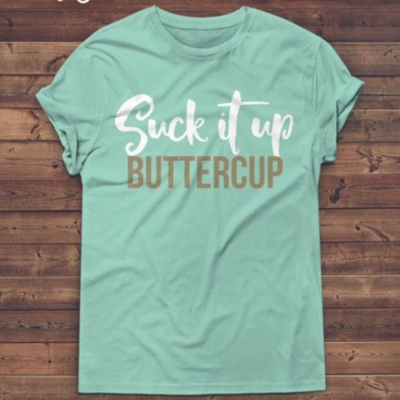 Suck it Up Buttercup t-shirt in black & Mint - Picture 2 of 2