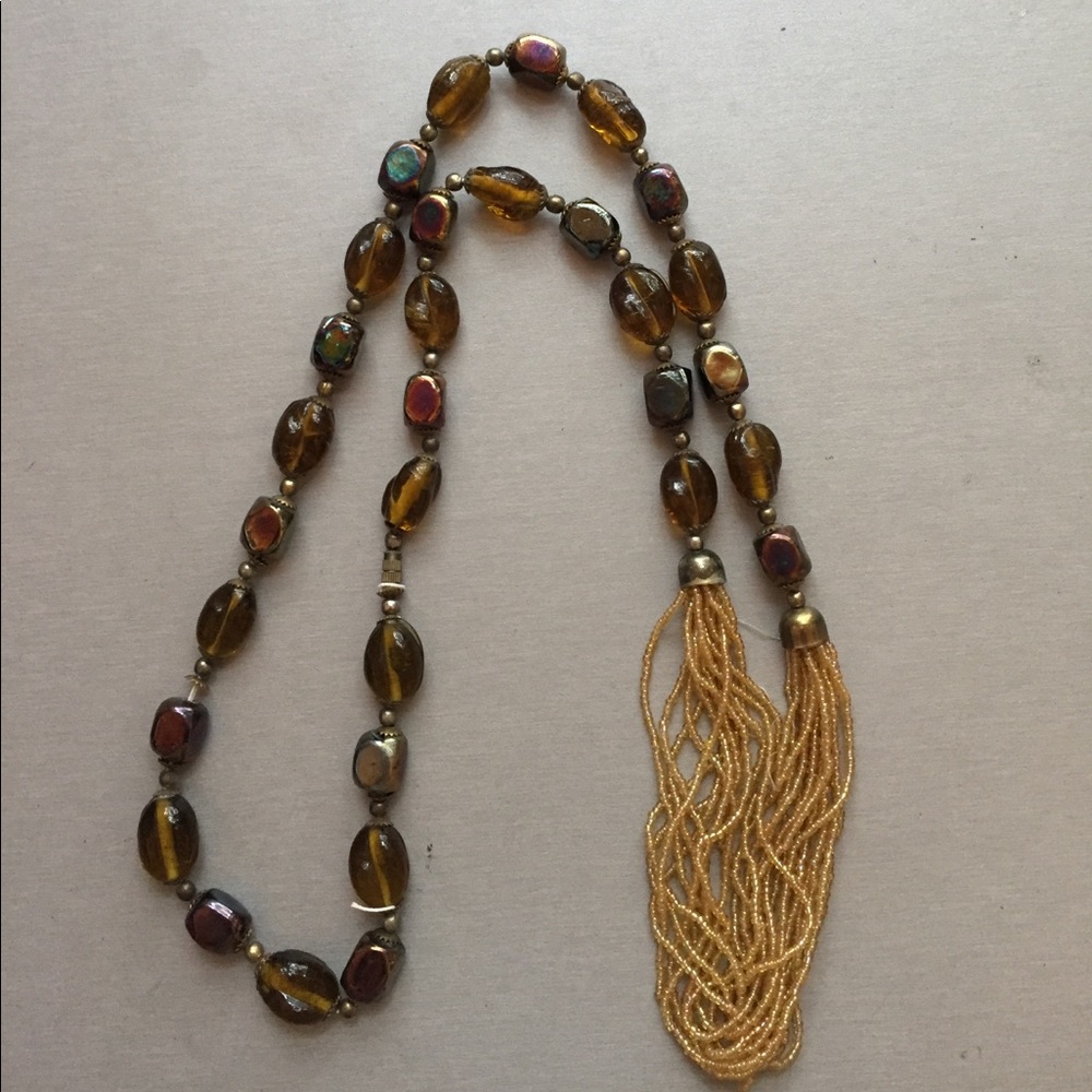 💫VINTAGE Amber Golden Bead Necklace