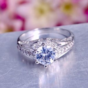 Luxury 10kt WG Filled White Topaz Ring Sz 5-10