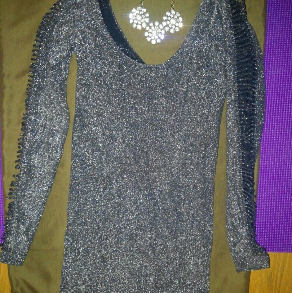 Bebe long sleeve sparkle bodycon dress.