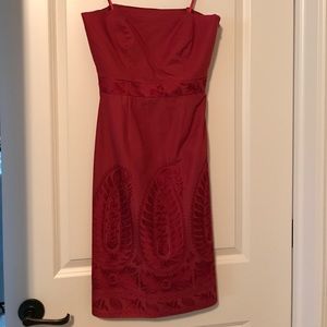 Ann Taylor red strapless dress with embroidery 2