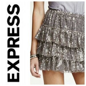 Express tiered sequin skirt