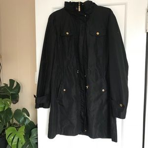Ellen Tracy Classic Black Rain Coat XL