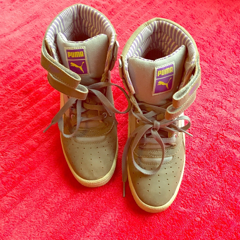 Puma high top wedge sneakers
