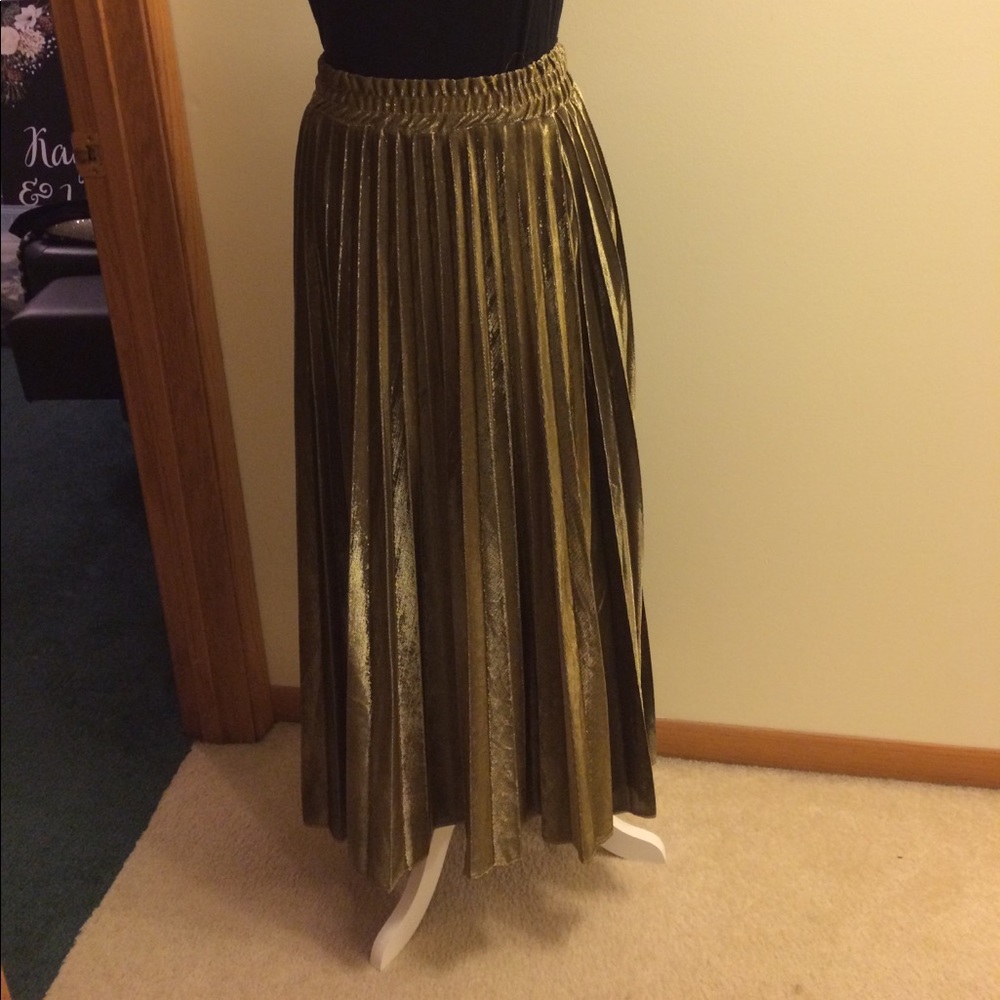 Long gold metallic skirt brand new
