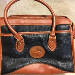 Vintage navy blue and cognac Dooney & Bourke purse