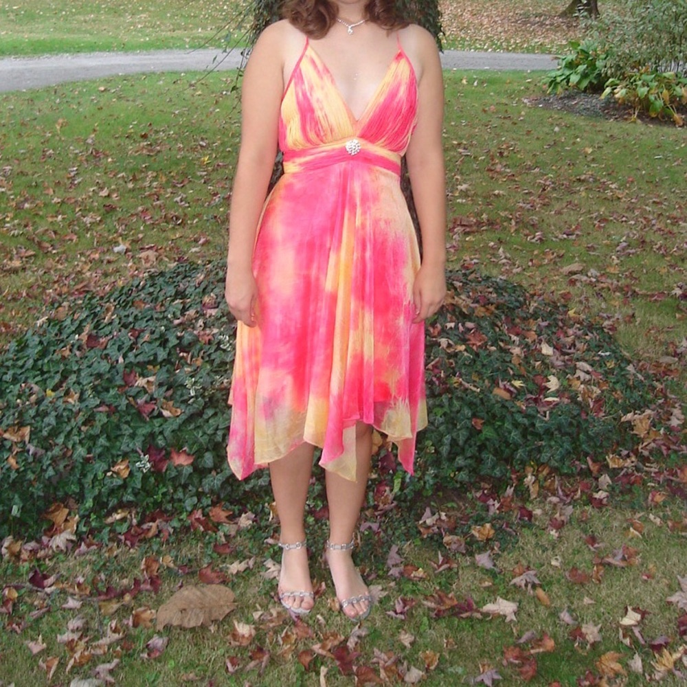 Pink and yellow formal dress