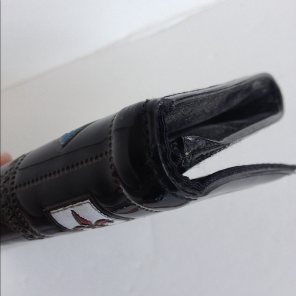 VINTAGE black patent clutch purse - Picture 4 of 7