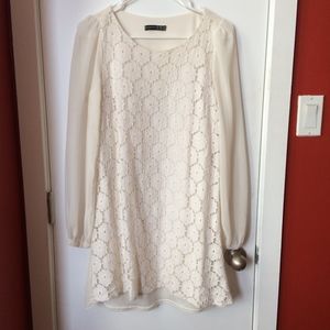 Boho Ivory Lace Shift Dress
