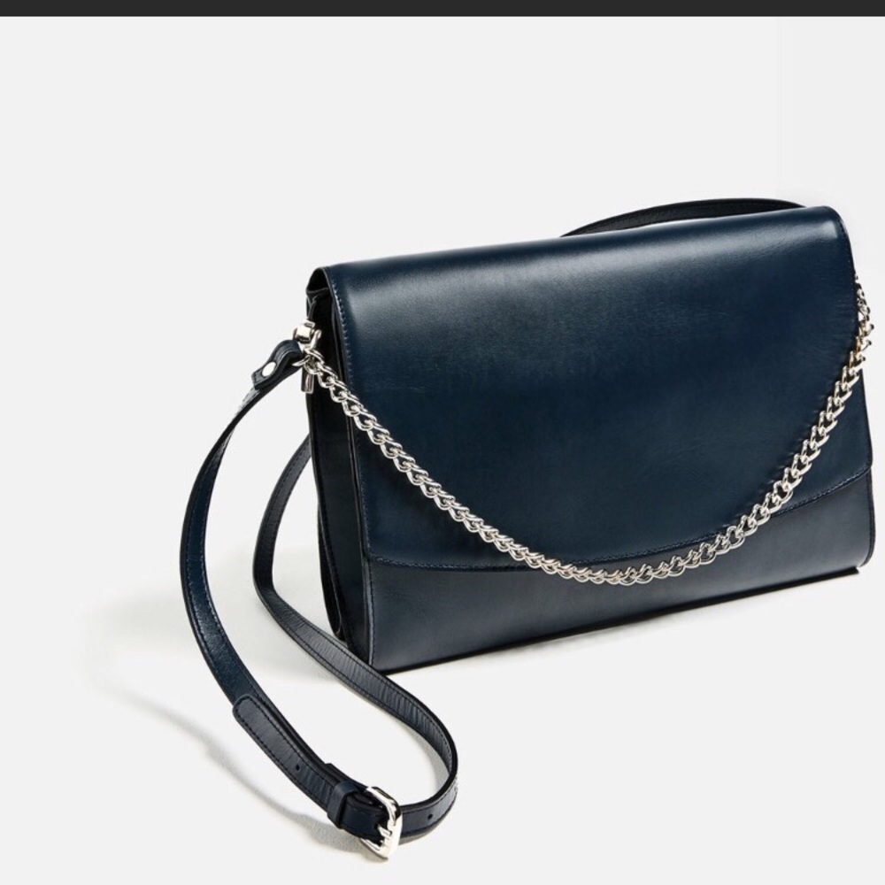 Zara real leather crossbody bag