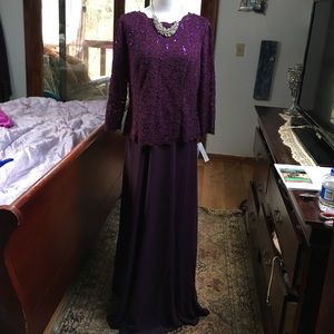 Regal Dark Plum  mLace and Sequin Dress