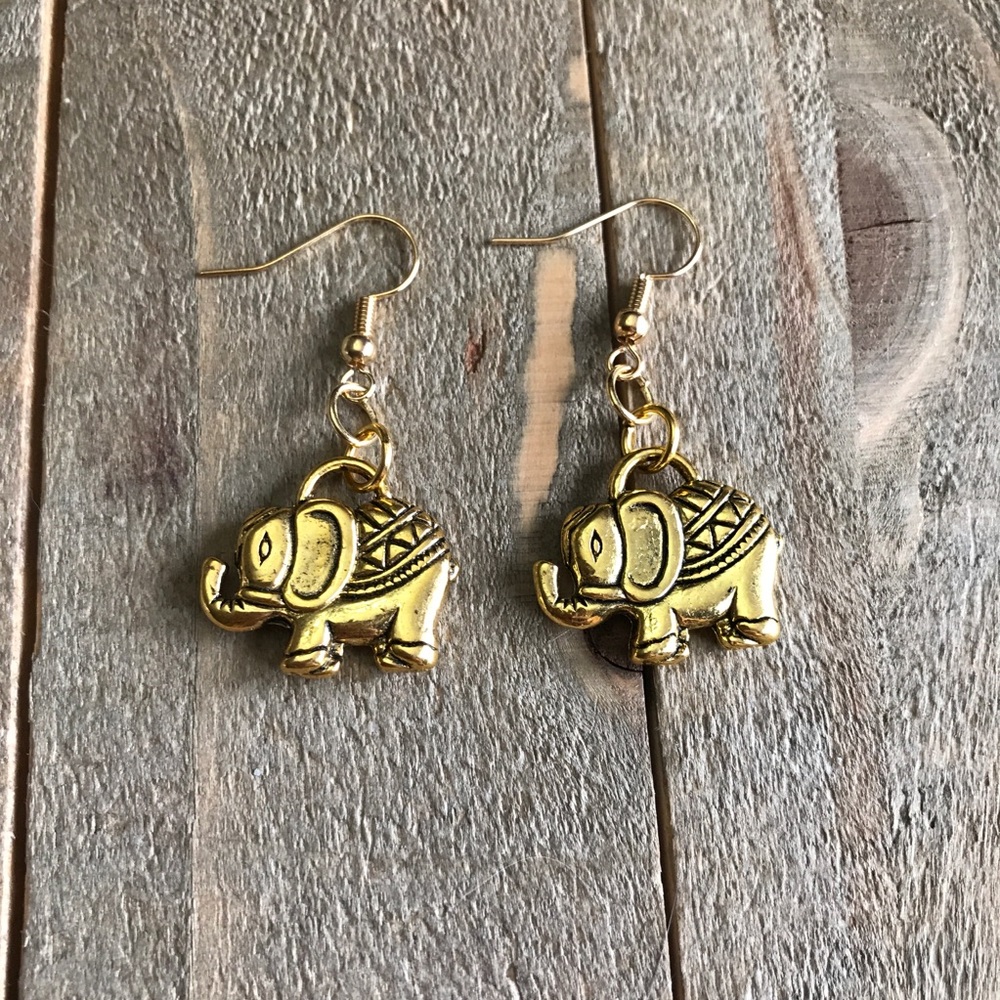 3 for $25 Handmade Gold Elephant Earrings - Picture 1 of 1