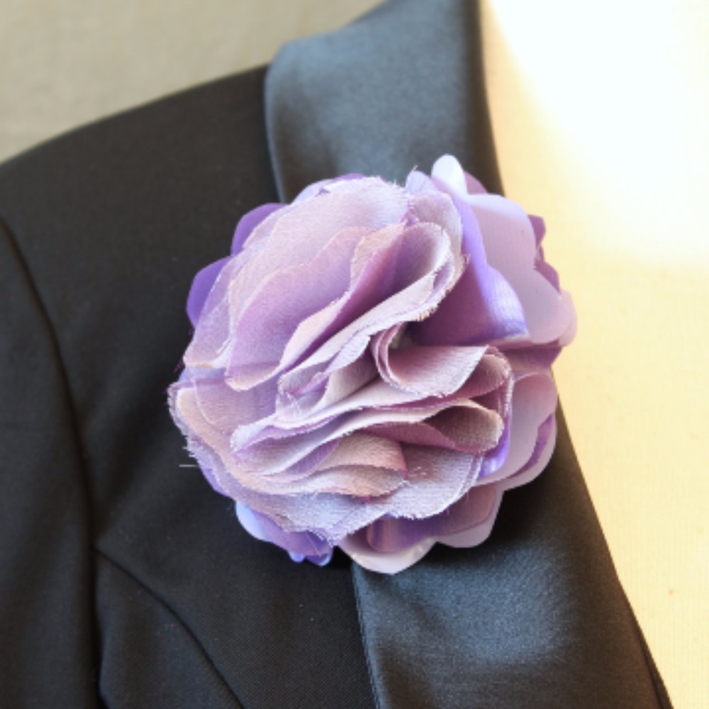 Lavender Shiny Plastic and Chiffon Flower pin